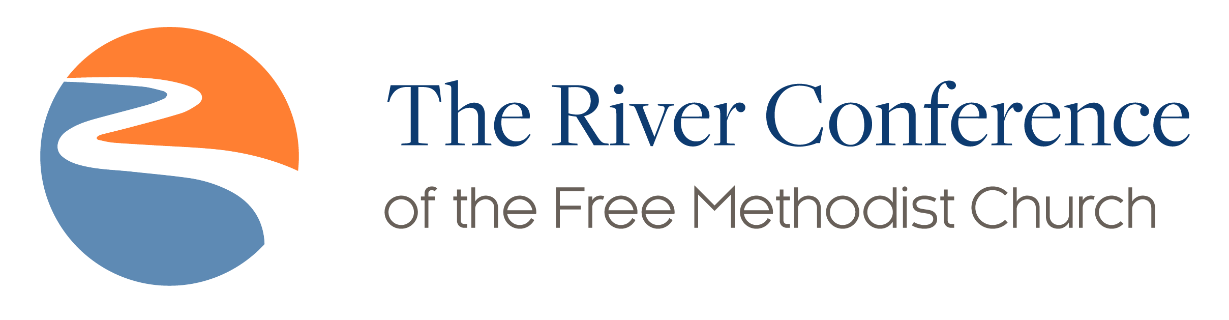 The River Conference of The Free Methodist Church. river emblem in light blue and orange